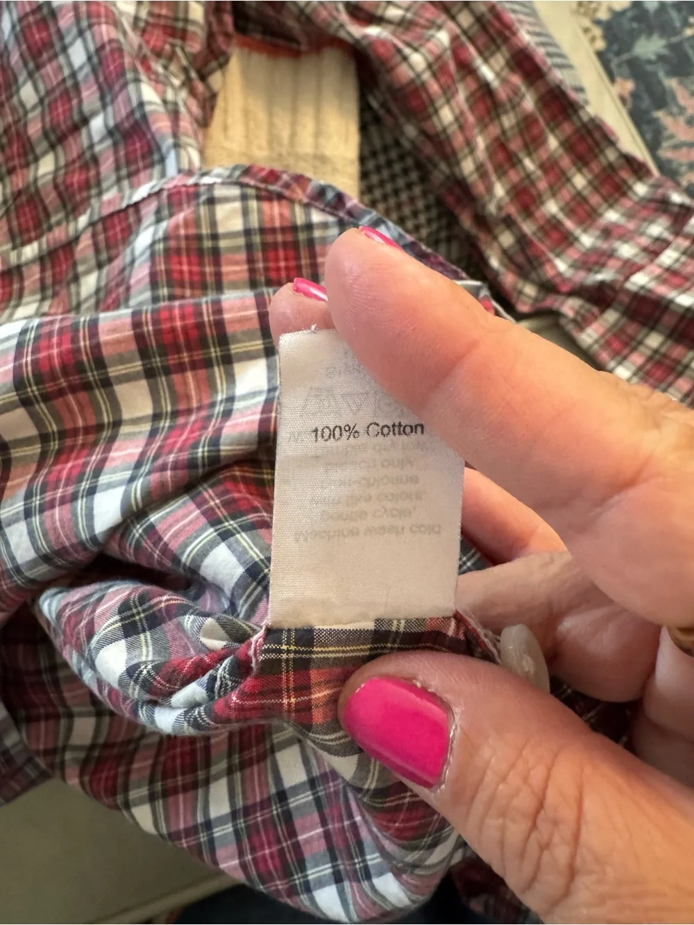 J.Crew long-sleeve button-down shirt red black white tartan plaid Large 16-16.5